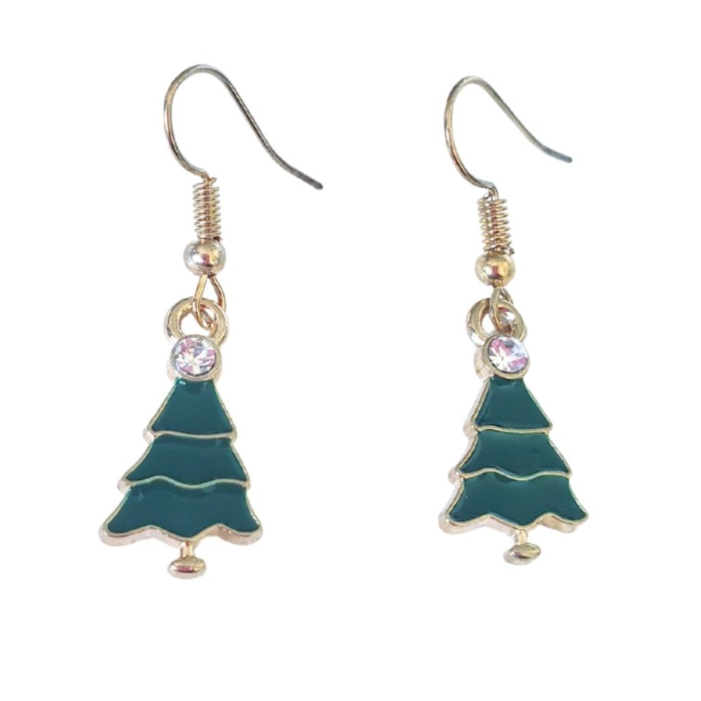 Christmas Tree Gold Earrings